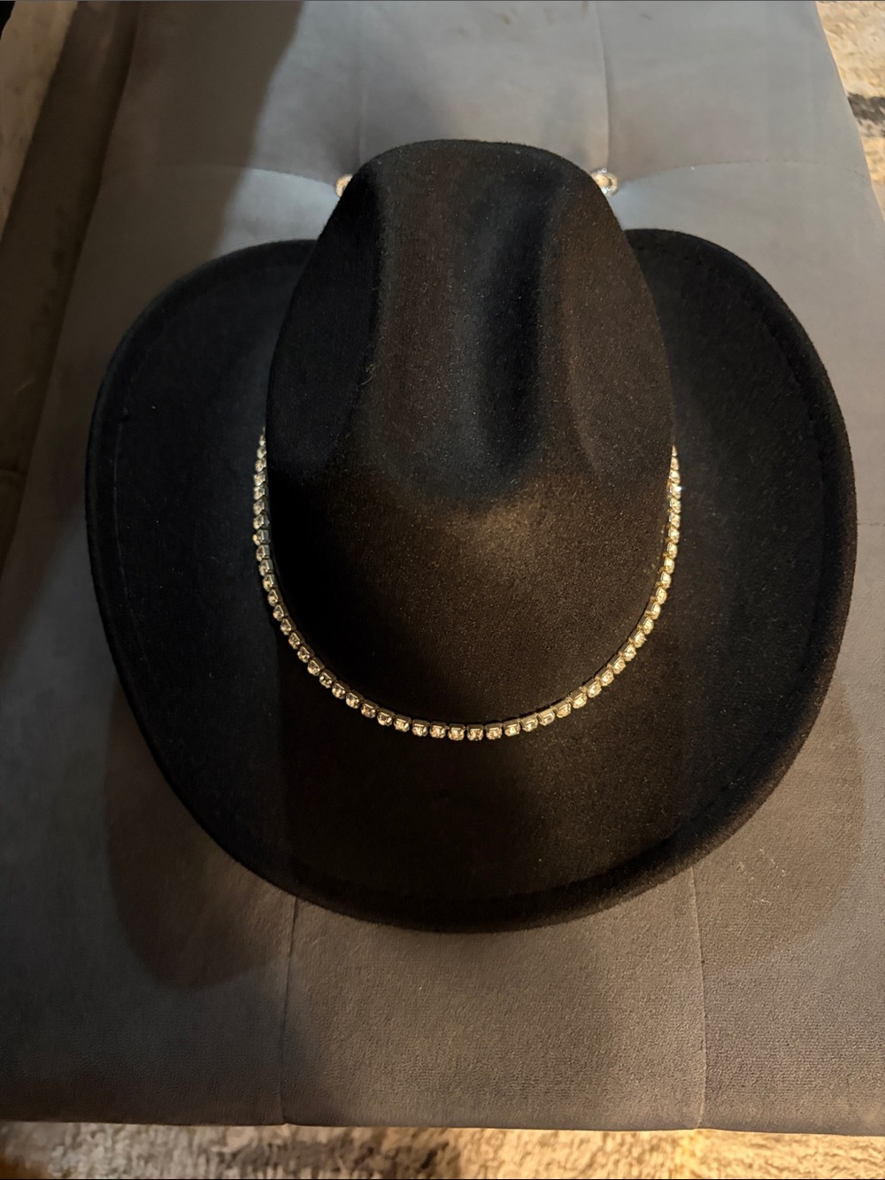 Black Felt Western Hat with Satin Tie-WORN ONCE!